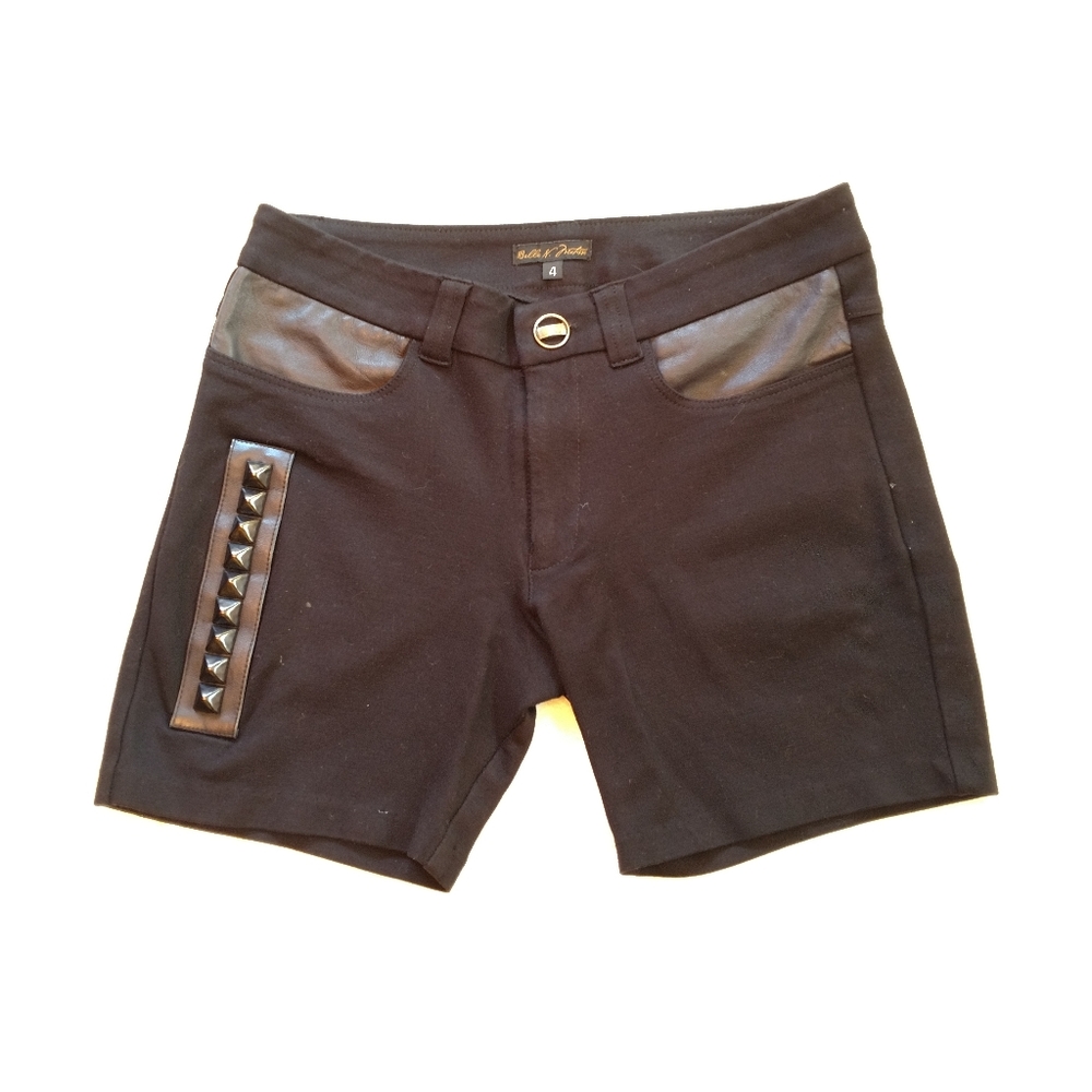 Stud and Leather Shorts